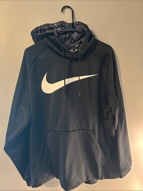 Nike Black Zip-Up Hoodie with White Swoosh - Men’s XXL